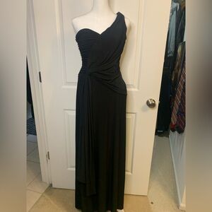 Women’s Evening Black Long Dress, one shoulder strap, size 8, P2P 18”, used once
